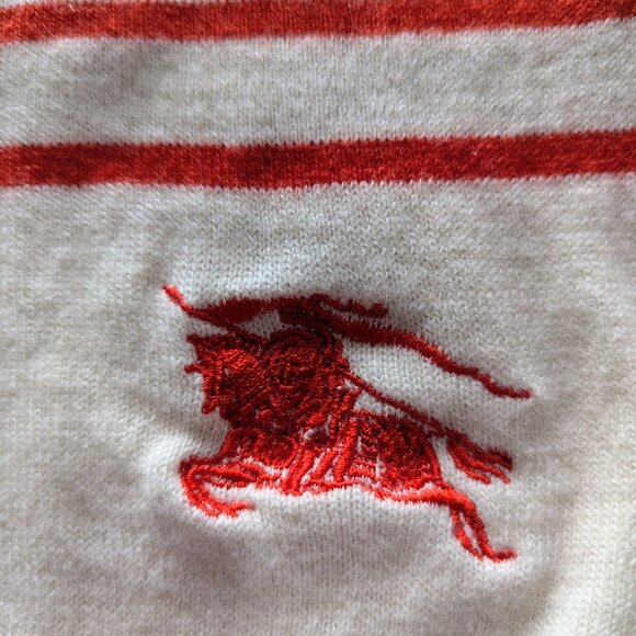 AUTH Burberry Striped Sweater Embroidered Logo Cotton Cashmere Blend Size XS/S - Picture 6 of 9